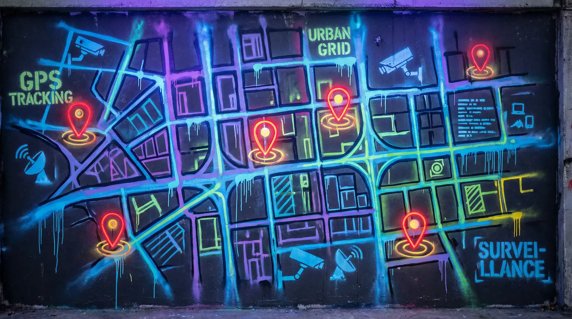 吃瓜网 狗仔追踪地图 - 城市涂鸦风格